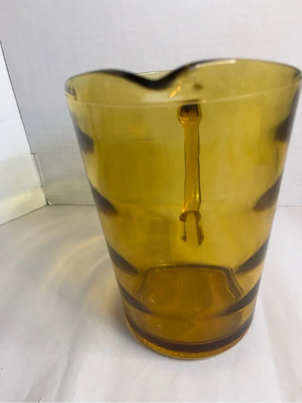 Amber Glass Serving Pitcher with Handle - Home Dining